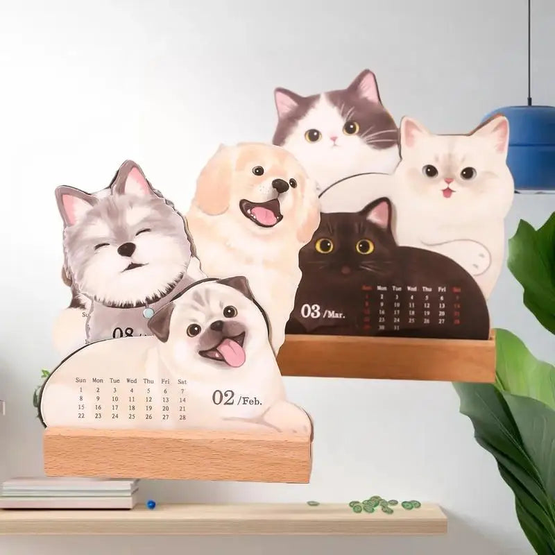 Essential 2026 Cat Dog Themed Desk Calendar Keep Organized At Home Zpaxo