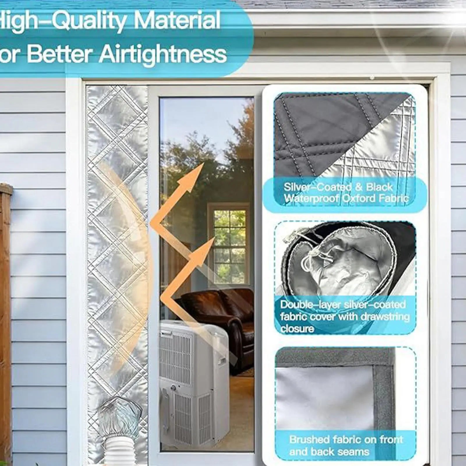 Casement Window Air Conditioner Kit 3-Layer Waterproof Thickened Cloth Dustproof Ac Unit Window Kit For Home Bedroom Living-Room Zpaxo