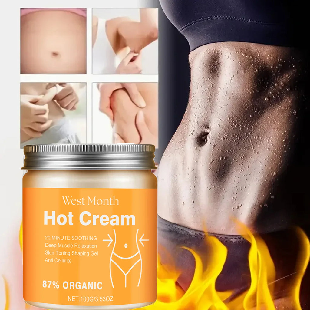 Hot Cream Anti-Cellulite Slimming Lotion 87% Organic | 100g Slimming Body Cream Zpaxo