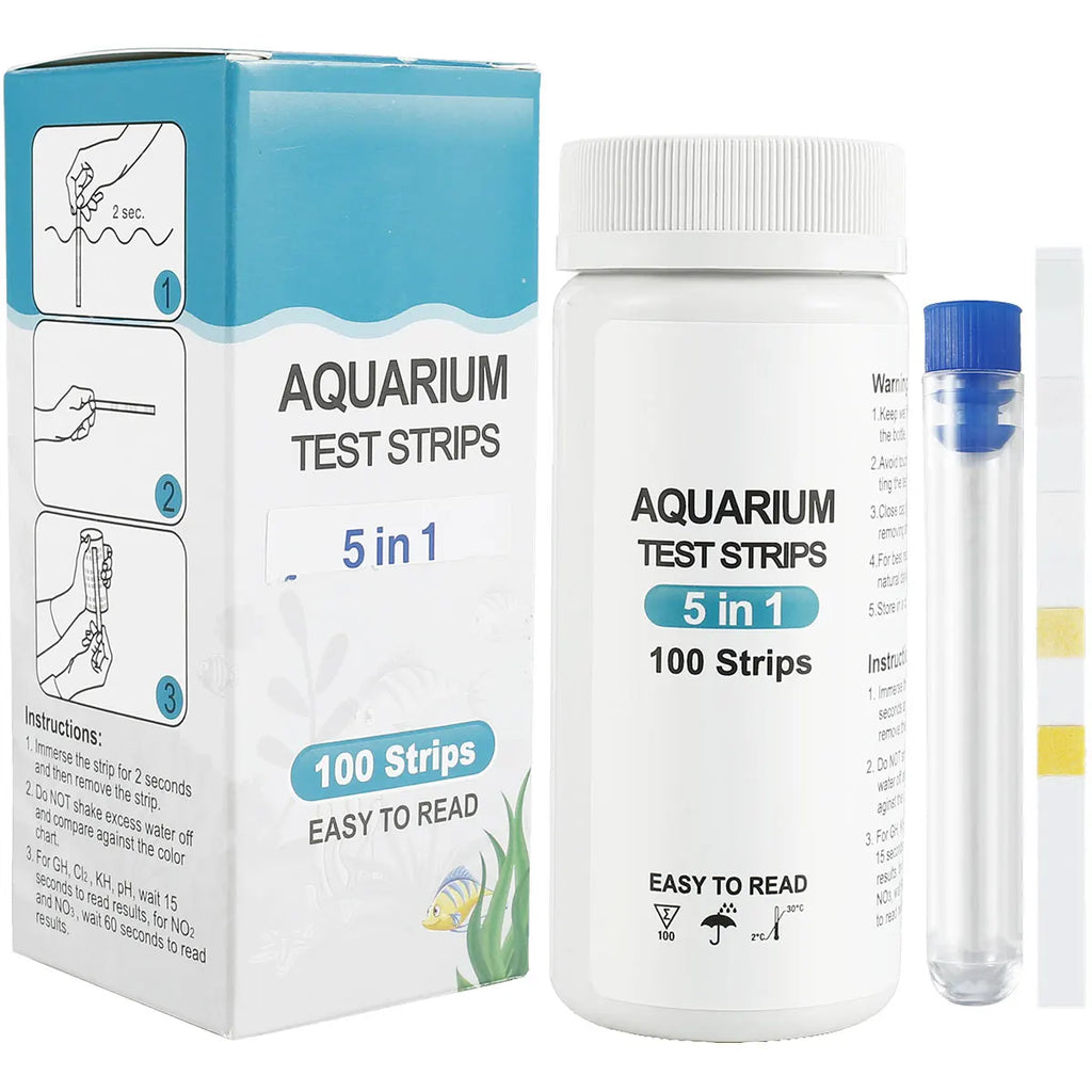100pcs Aquarium Test Strips 7-IN-1/ 3-IN-1 Fish Tank Test Kit Freshwater Saltwater Aquarium Water Test to Detect pH Test Strips Zpaxo 5 in 1 With Pipe