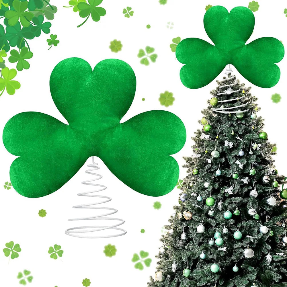 St Patricks Day Tree Topper Metal Base Lucky Shamrock Clover