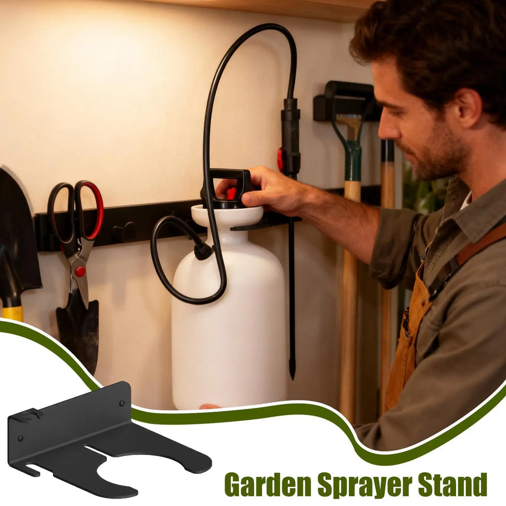 Garden Pump Sprayer Holder Save Space Pump Sprayer Storage Holder Wall-Mounted Garden Tool Organizer for Yards Porches Gardens Zpaxo