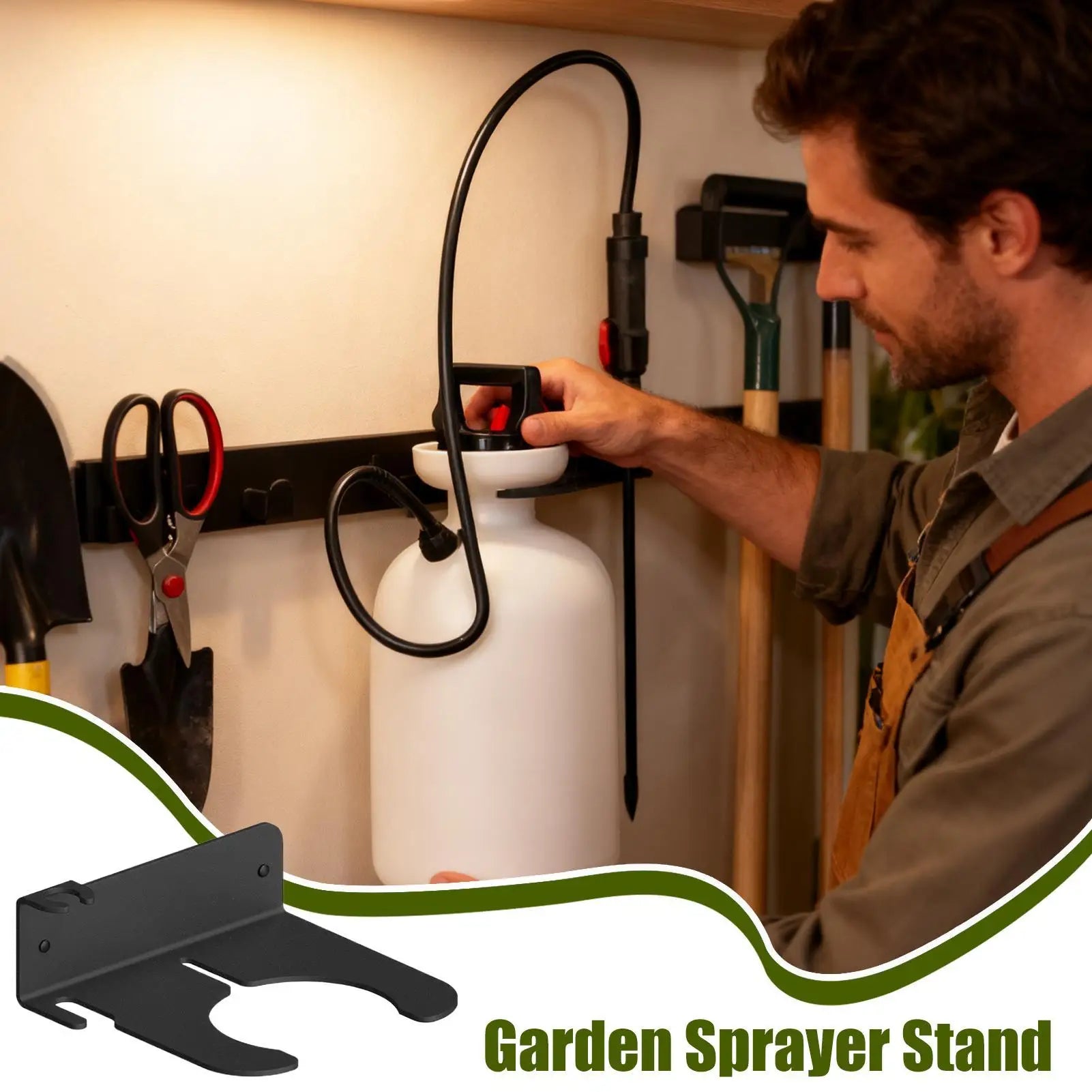 Garden Pump Sprayer Holder Save Space Pump Sprayer Storage Holder Wall-Mounted Garden Tool Organizer for Yards Porches Gardens Zpaxo