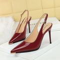 Fashionable Simple Patent Leather Pointed Heel Shoes Slim Heels Zpaxo 1991 Wine Red 37 China Mainland
