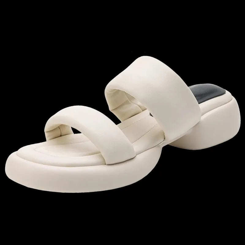 Soft-soled Sandals and Slippers Women's Summer Muffin Thick-soled Thick-soled Slipper Bread Beach Sandals and Plus Size Zpaxo 37 WHITE