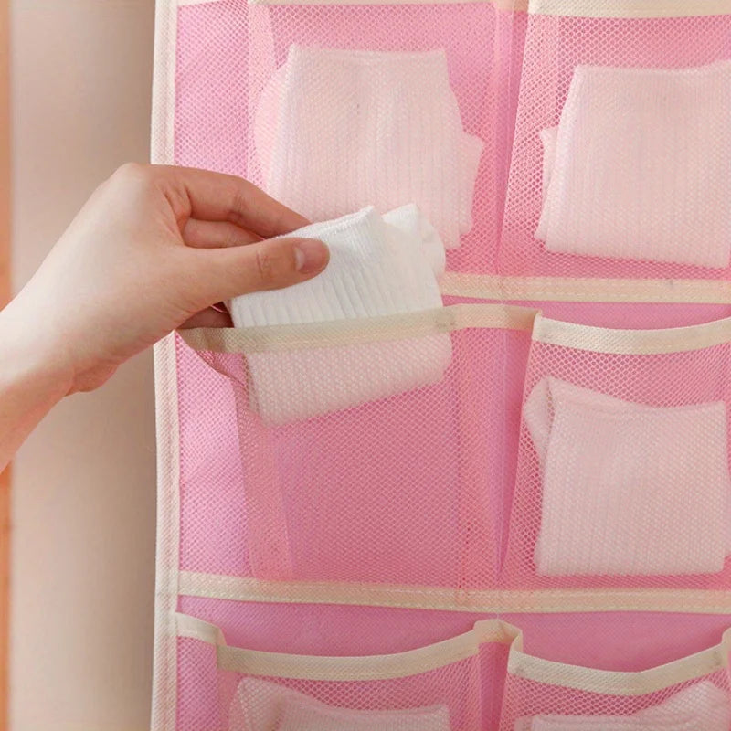 Double Sides Underwear Storage Hanging Bag Dormitory Home Wardrobe Hanging Wall Foldable Bag Underpants Socks Organizer Zpaxo
