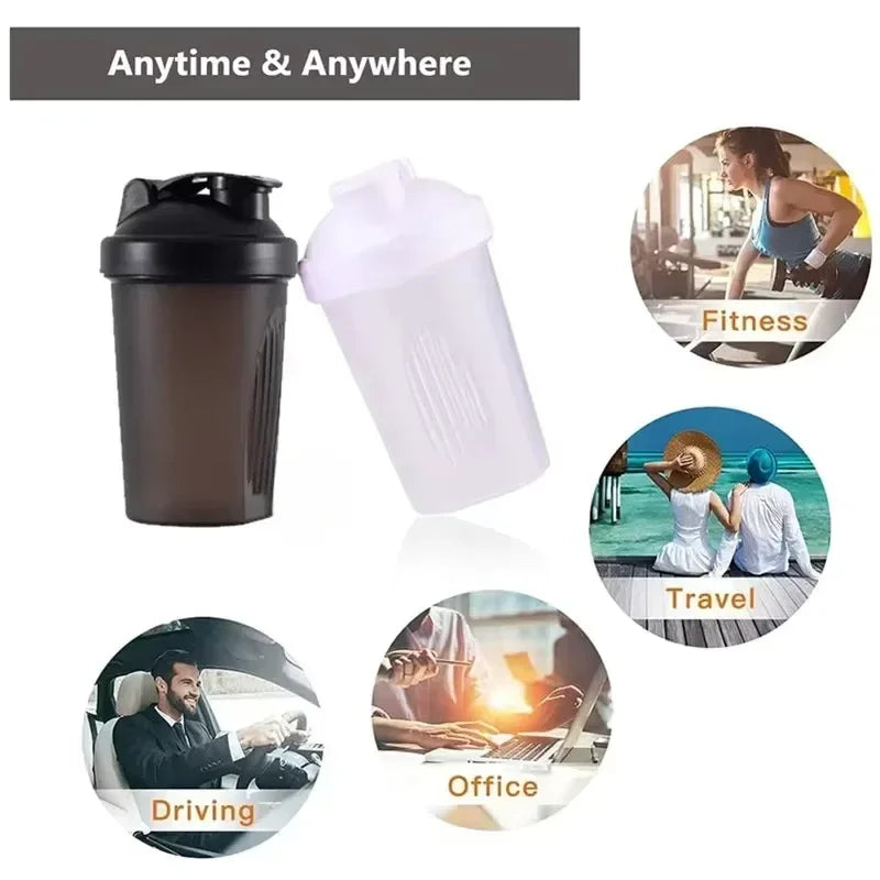 Hot 1-7PCS 400ML Blender Shaker Bottle with Scale Protein Shakes Leakproof for Powder Workout Gym Sport Mixing Cup Water Bottle Zpaxo