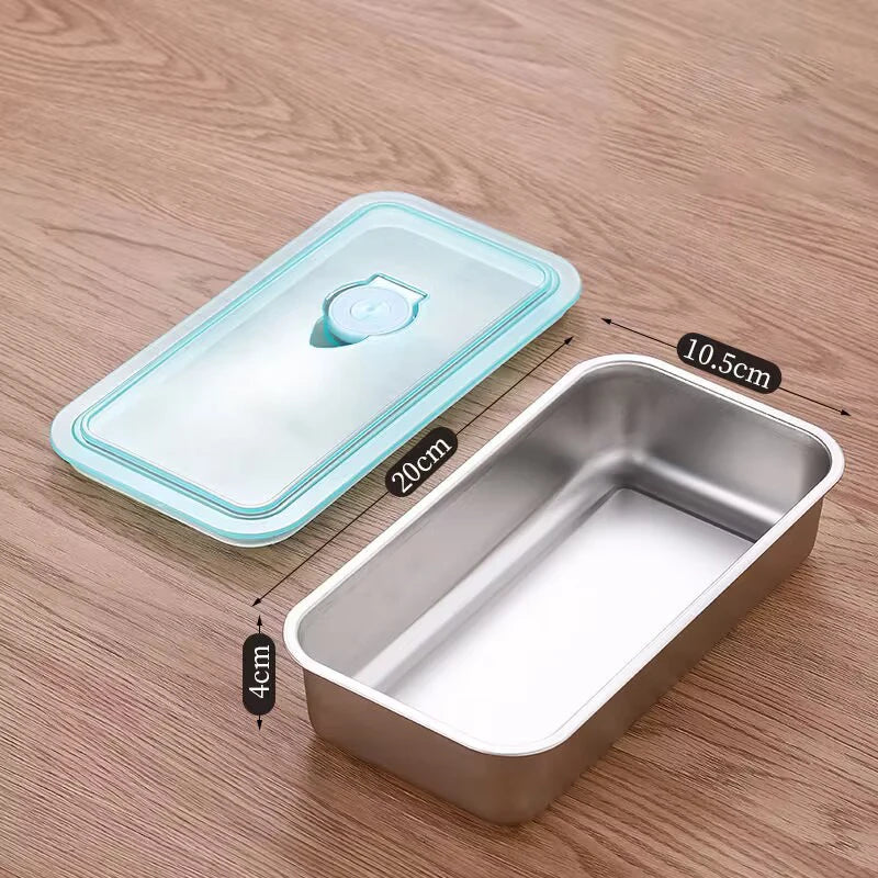 Stainless Steel Dual-Compartment Snack Box with Leak-Proof Lid