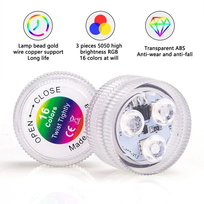 Mini 16-Color RGB LED Underwater Light – IP68 Pool & Pond Submersible LED Light Zpaxo
