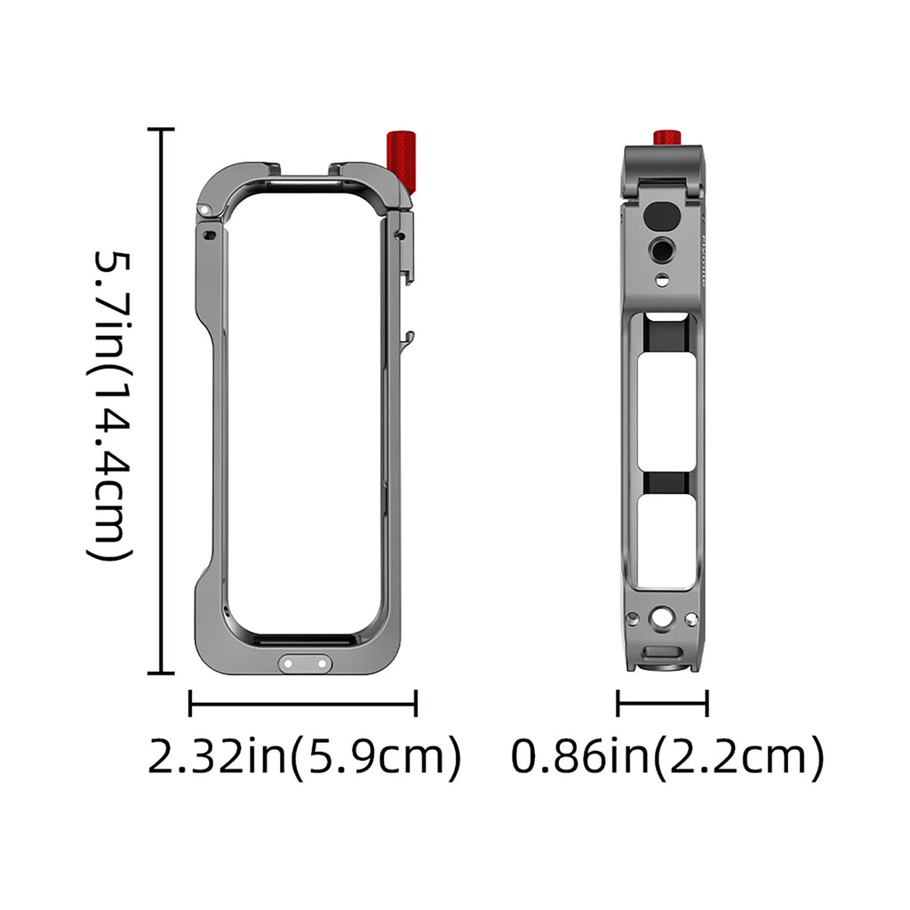 Aluminum Frame Cage Insta360 X5 Camera Metal Case Cold Shoe Housing