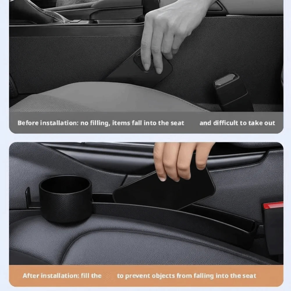 4 in 1 Multi-functional Car Seat Gap Organizer Hook Belt Dual Slot Organizer With Cup Holder Universal Design Gap Filler Strip Zpaxo