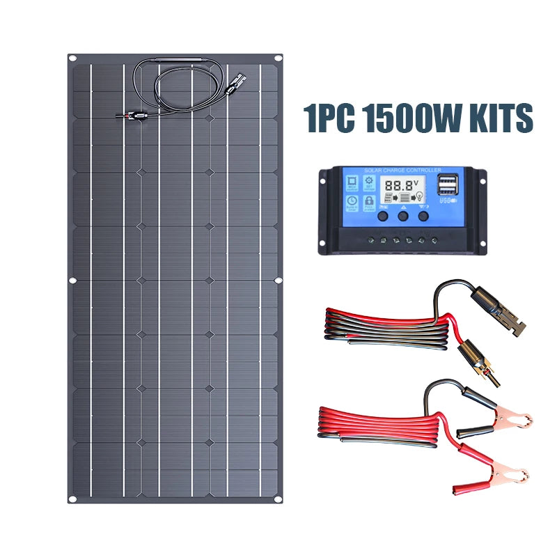 3000W Portable Solar Generator Kit with 1500W Flexible Solar Panel - High Efficiency Power Station for Camping RV Home Off-Grid Zpaxo 1PC1500WKL