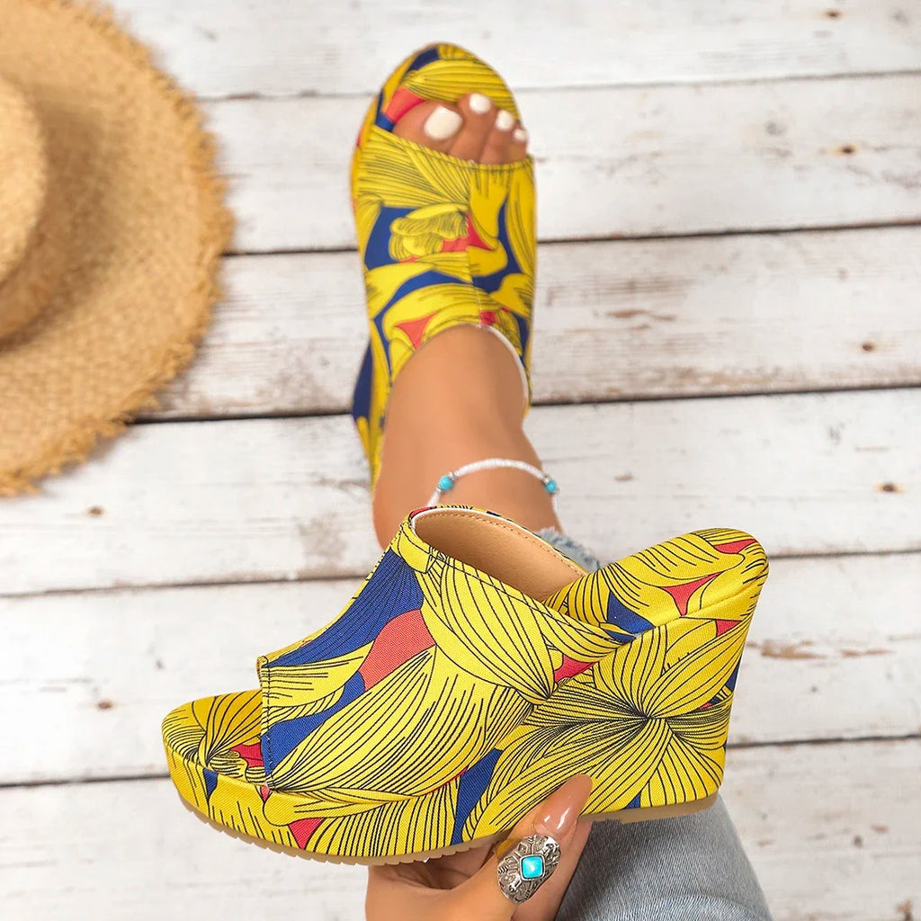 2025 New Shoes for Women Casual Women Wedge Sandals Retro Ethnic Printing Platform Sandals Ladies Comfortable Outdoor Shoes Zpaxo
