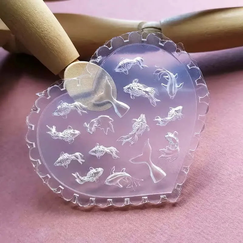 3D Goldfish Nail Silicone Mold, Koi Theme Art Pattern Design, High Transparent Template, Suitable for DIY Nail Accessories Zpaxo