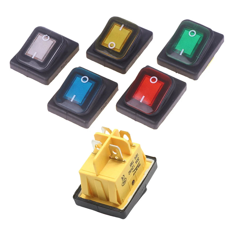 IP65 Waterproof DPST Toggle Switch LED 4-Pin 12V/220V Auto Marine