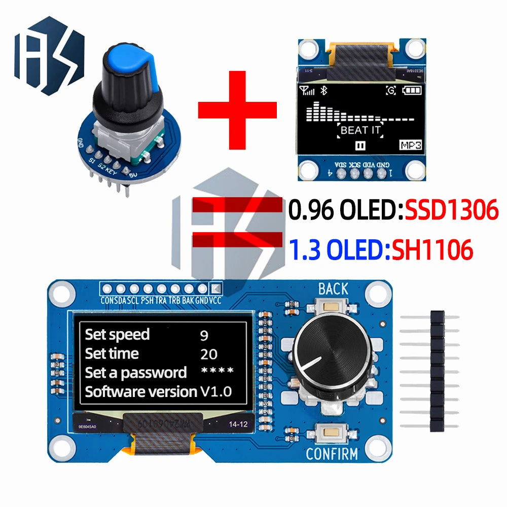 0 96 White Oled Display Screen Combined EC11 Rotary Encoder Module Zpaxo