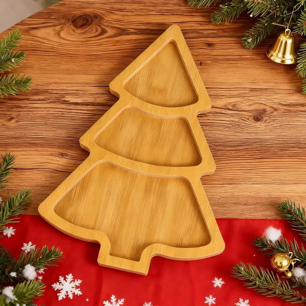 Christmas Serving Dishes Wooden Tree Display Charcuterie Board Tray