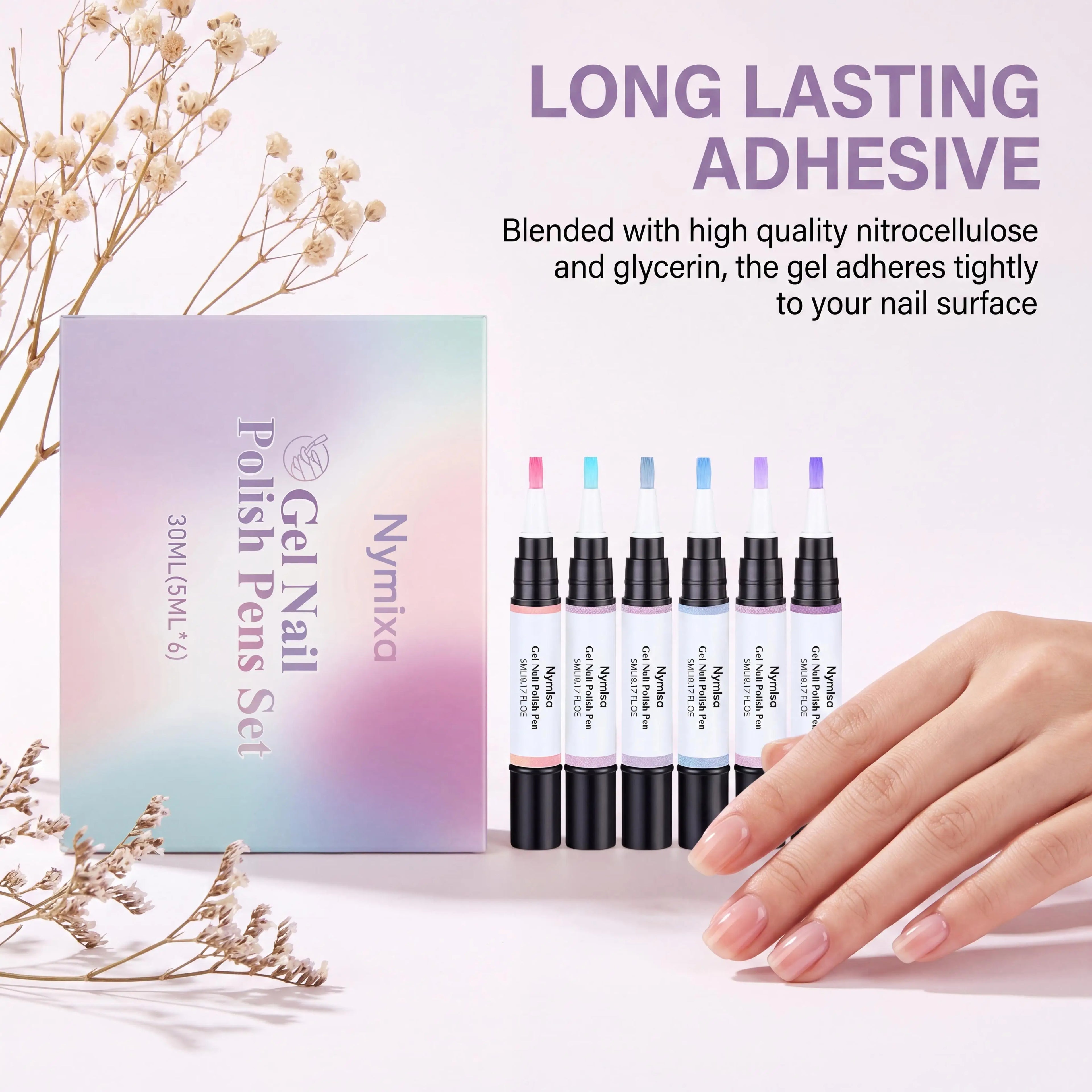 Nymixa Macaron Pearlescent Gel Nail Polish Pen Set – 6pcs DIY Gel Nail Polish Set Zpaxo
