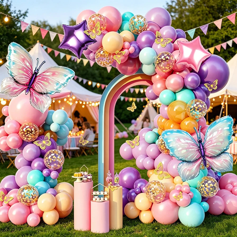 Butterfly Balloon Arch Pink Purple Foil Balloons Birthday Baby Shower