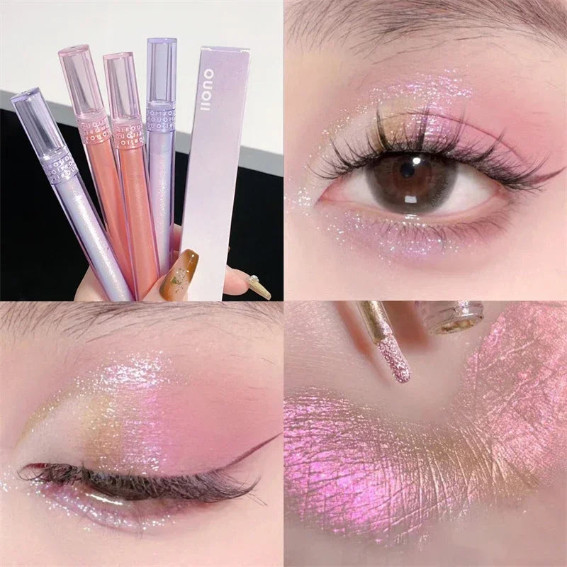 Glitter Highlighter Liquid Eyeshadow Shimmer Sequins Glitter Pearlescent Lying Silkworm Liquid High Gloss Eye Shadow Cosmetics Zpaxo