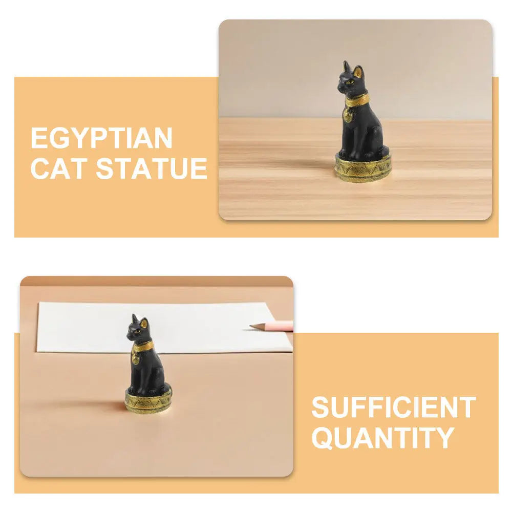 Miniature Egyptian Cat Statues Resin Sculptures Small Animal Decor