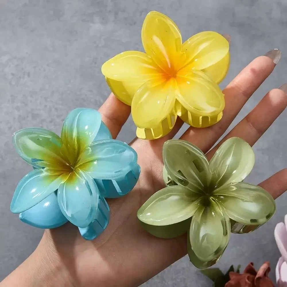 18Pcs Sweet Gradient Egg Flower Hair Clips Acrylic Barrettes Hawaiian Style Hairpins Headwear Summer Zpaxo