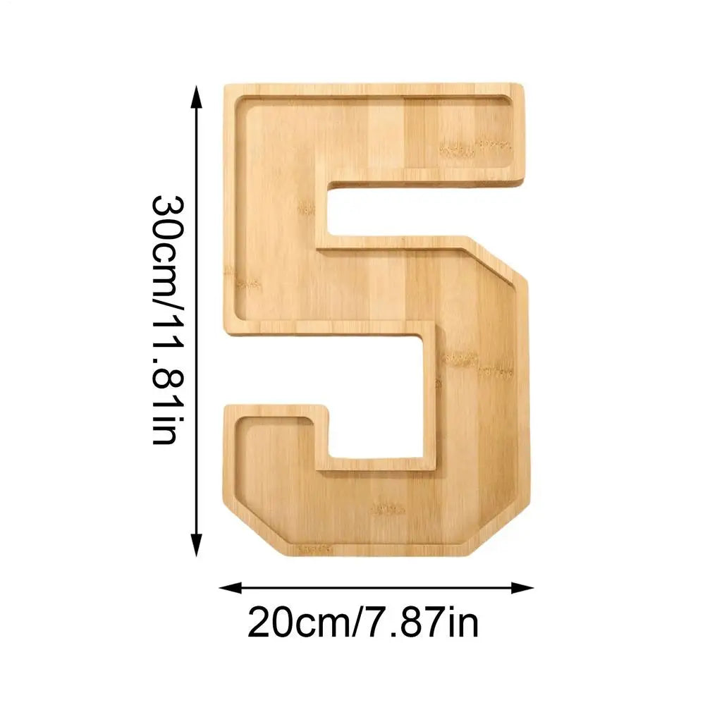 Number Charcuterie Board Wooden Reusable Serving Tray Fillable Fruit