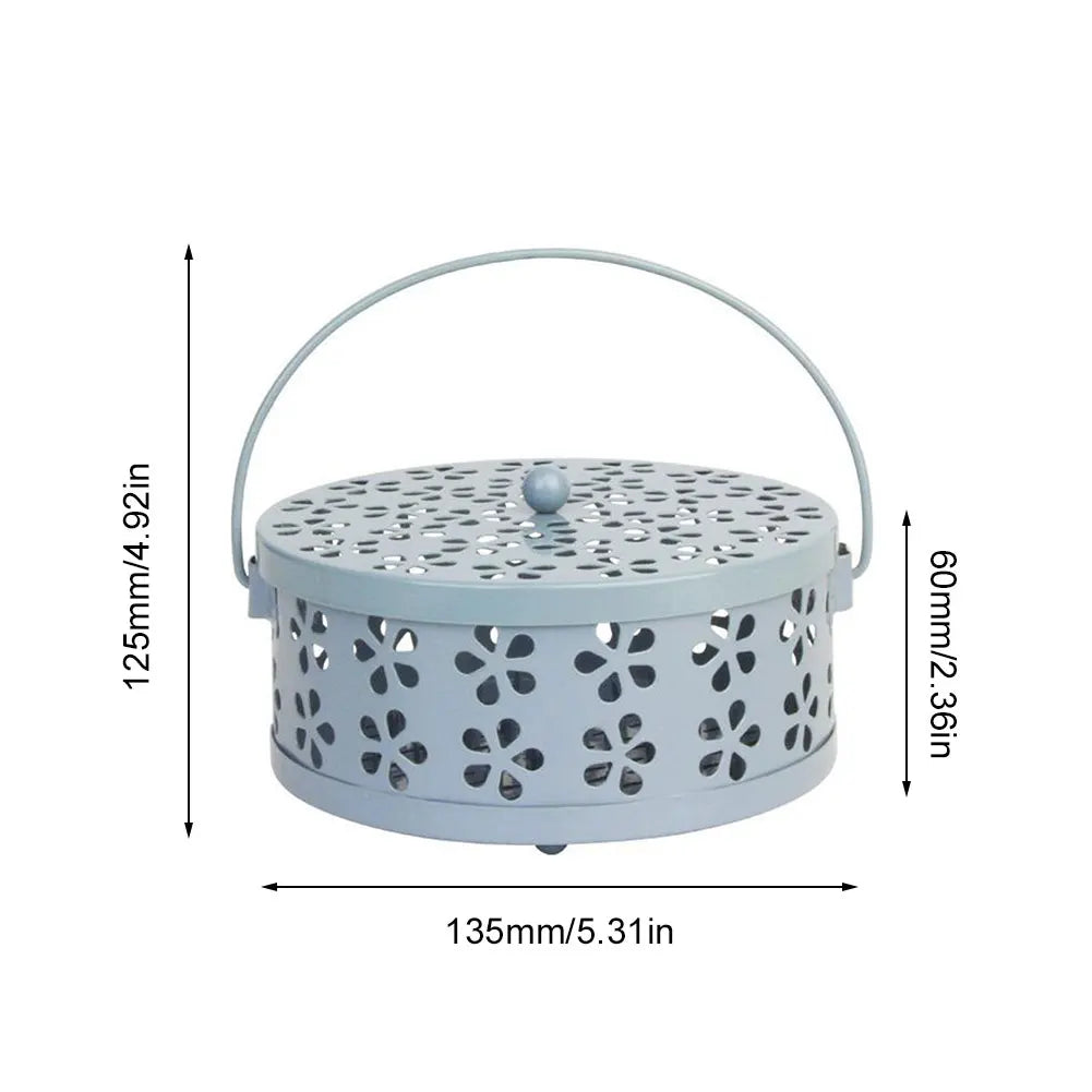 Metal Mosquito Coil Holder with Lid and Handle Incense Coil Burner Mosquito Coil Holder for Home and Outdoor Camping Zpaxo
