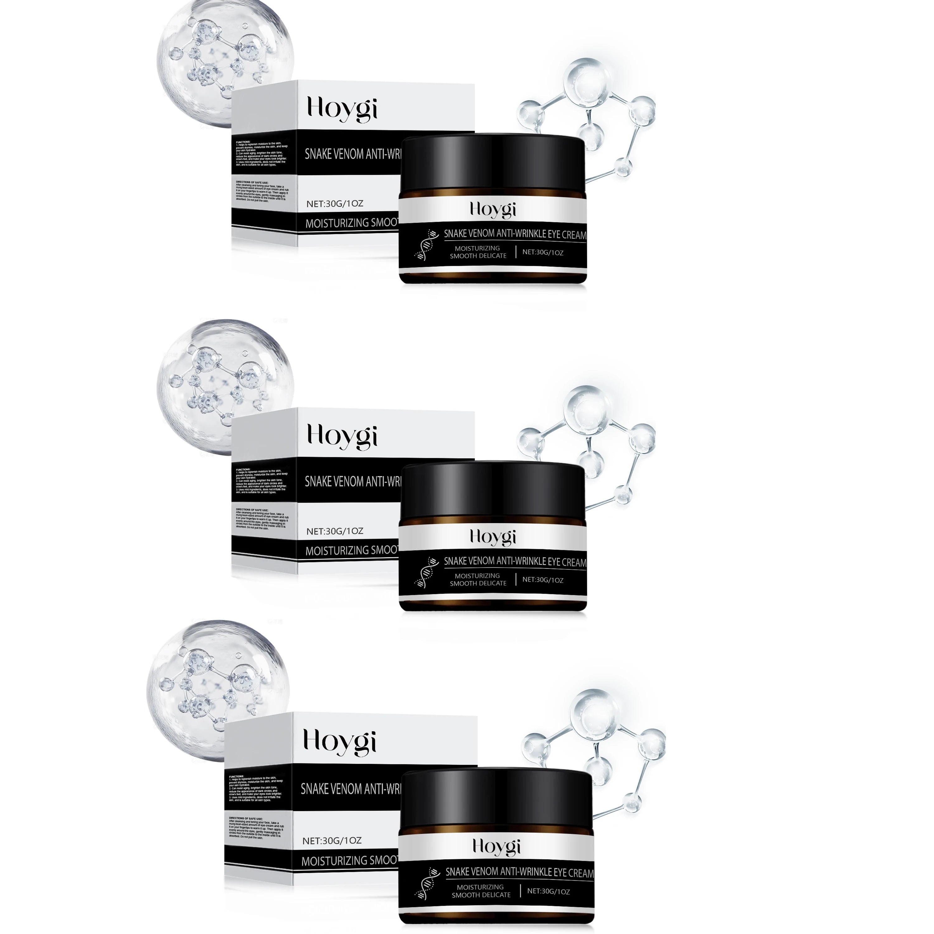 Snake Venom Peptide Eye Cream Anti Wrinkle Whitening Moisturizing Dark Circles Removal Fade Eye Bag Puffiness Lift Firm Eye Care Zpaxo 3pcs