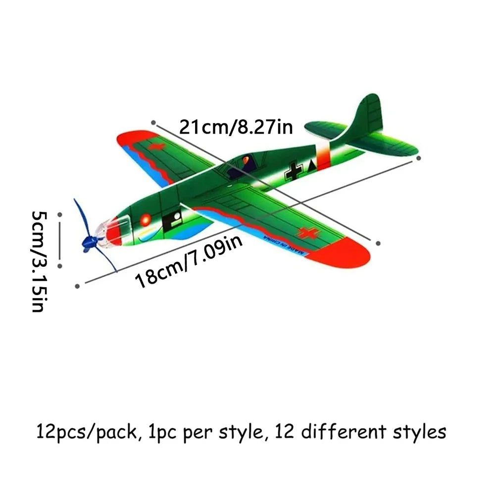 12Pcs Foam Airplane Toy Glider Planes for Kids Party Favors Birthdays Gifts Prize Airplane Model Outdoor Flying Toys Zpaxo