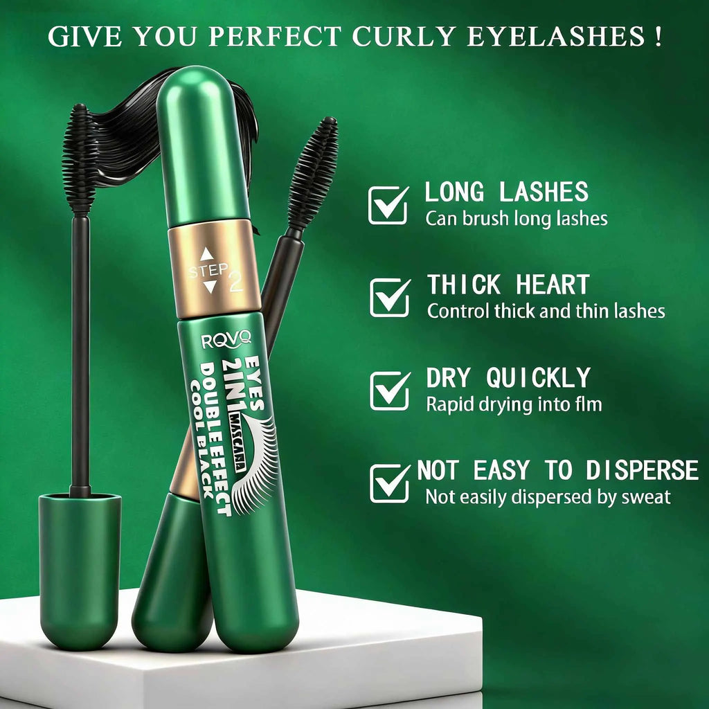 2-in-1 Waterproof Mascara Anti-smudging Non-greasy Long-lasting Zpaxo