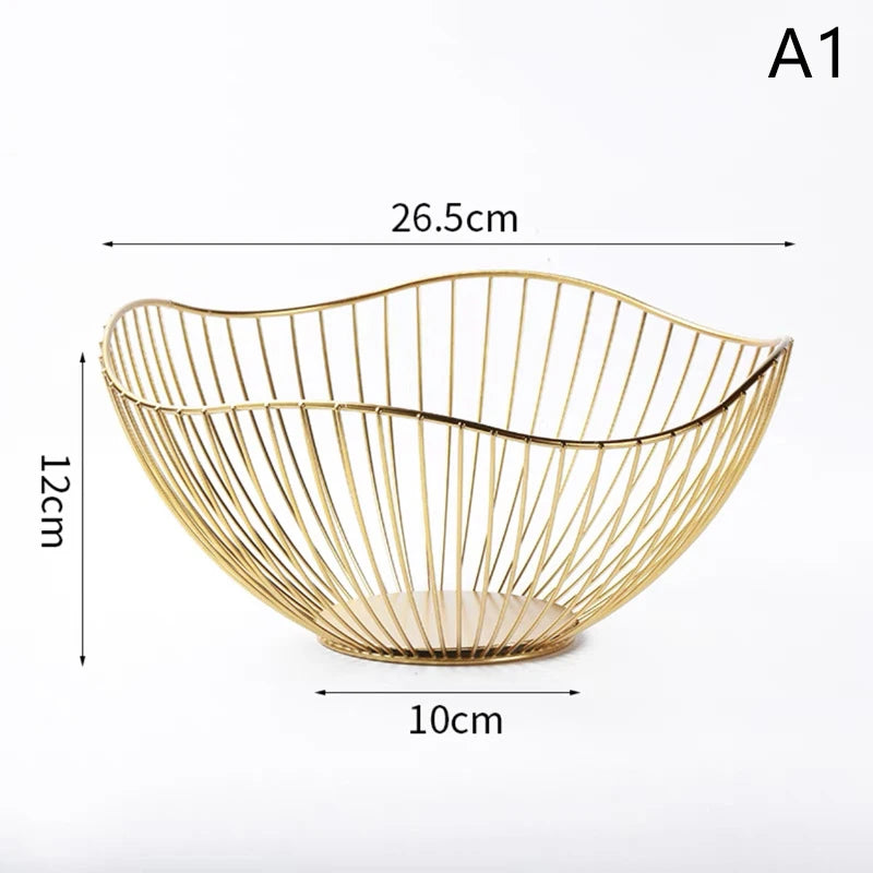 Metal Fruit Basket Simple Basin Multi-size Iron Snack Bread Vegetable