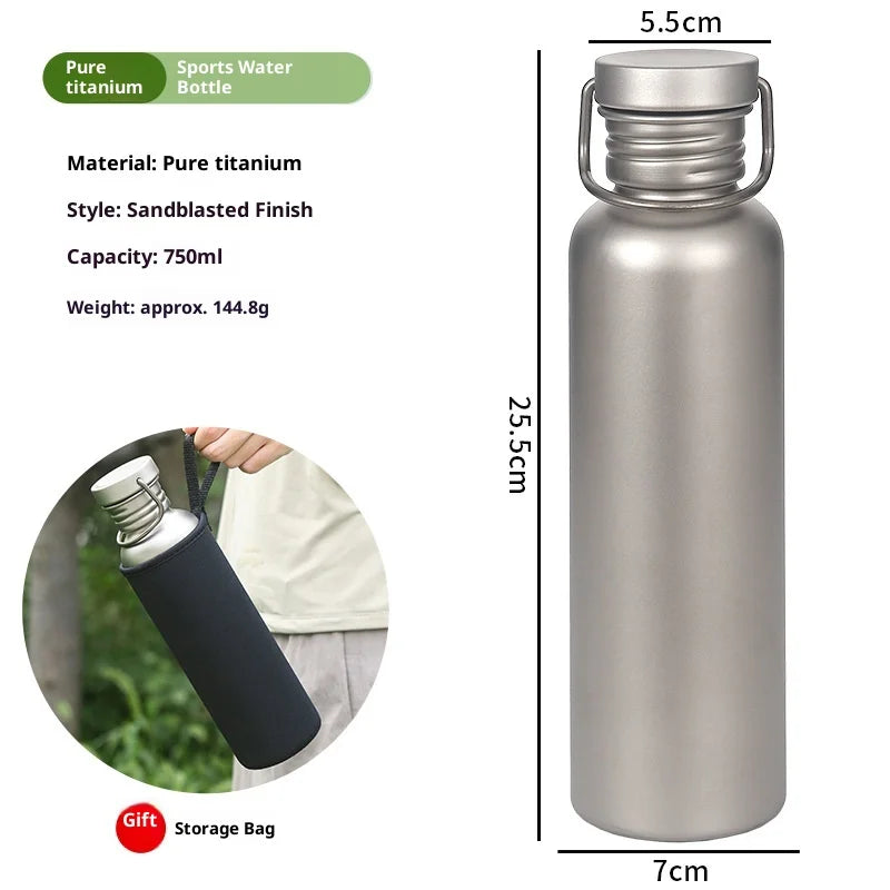 500/600/750ML Pure Titanium Sports Water Bottle for Outdoor Cycling, Travel, Camping, Lightweight, Suitable for Boiling Water Zpaxo