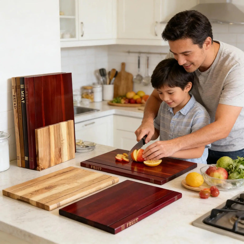 Book Cutting Board Set 4 Piece Wooden Chopping Mat with Stand Wooden Book Cutting Board Set for Charcuterie Kitchen Home Zpaxo