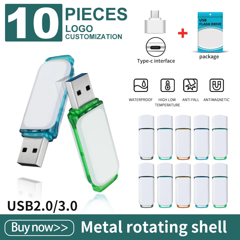 Zsuit 10pcs/lot 64GB USB Flash Drive 4GB 8G 16GB Pen drive 32GB Flash U disk Pen Drive 3.0/2.0 USB 64GB Memoria Stick Pendrive Zpaxo USB3.0-16GB Mixed color