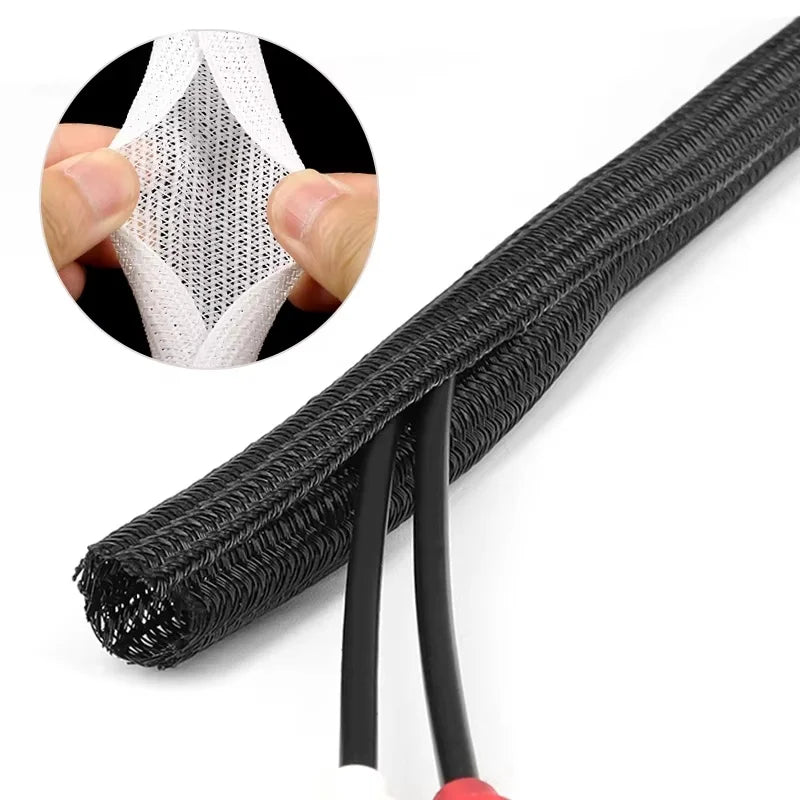 Expandable Cable Sleeve PET Braided Self Closed Auto Insulated Wrap