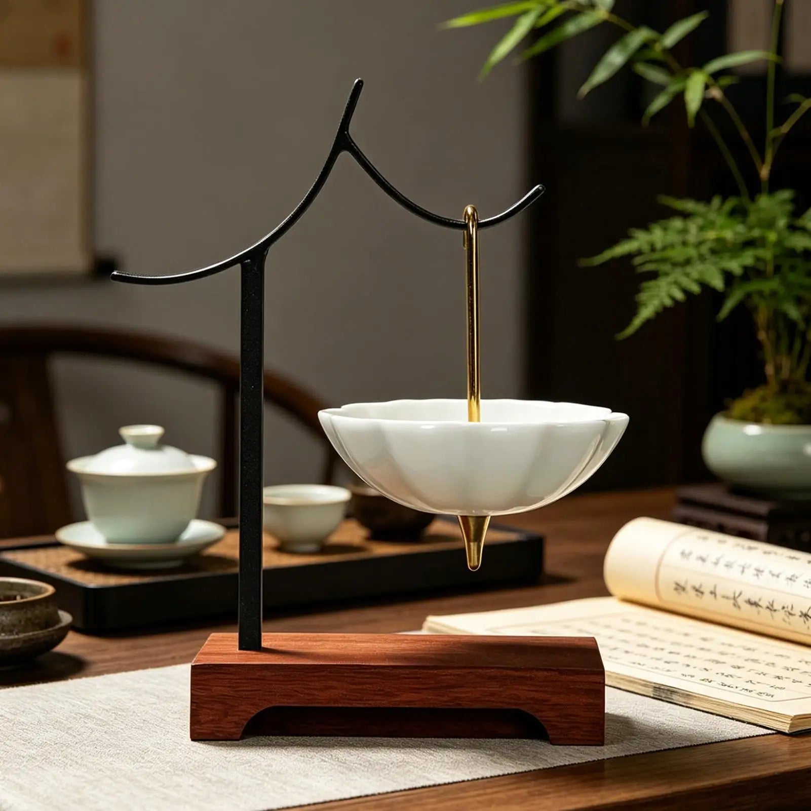 Tea Strainer Umbrella Design Ceramic Leaf Colander with Stand Strainers for Loose Tea for Enhances Flavor Softens Water Cooking Zpaxo
