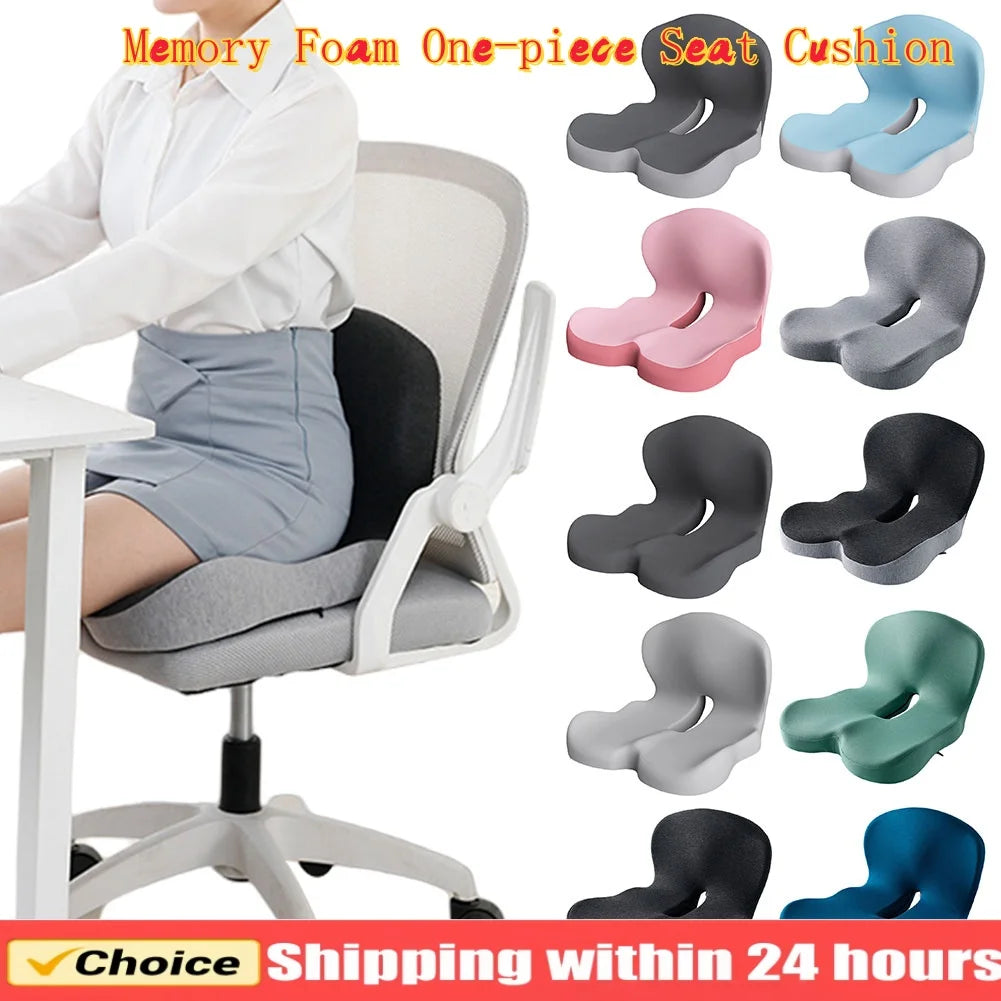 Memory Foam L-shaped Seat Cushion Backrest Office Chair Massage