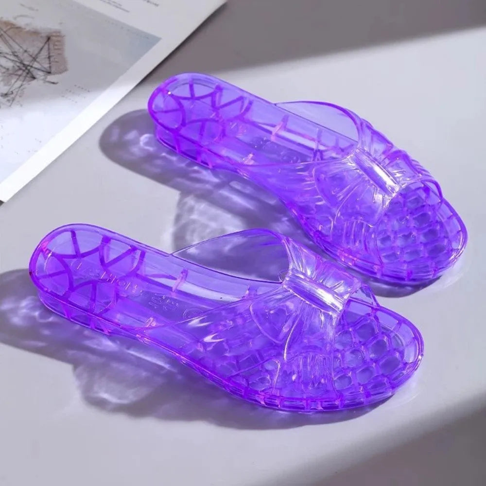 Simple Transparent PVC Crystal Slippers Anti Slip Low-heel Slides