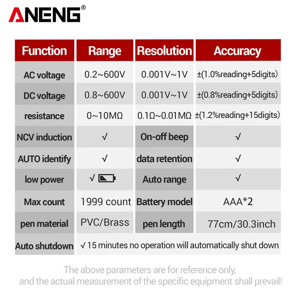 ANENG M113 Inteligent Multimeter Ohm NCV Measuring Mini Instruments