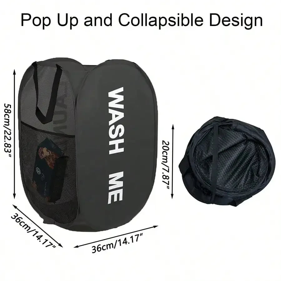Portable Pop-Up Mesh Laundry Hamper – Collapsible Basket