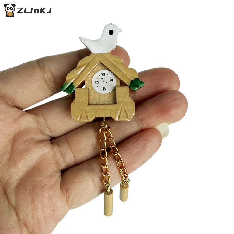 ▶1:12 Dollhouse Miniature Bird Wall Clock Furniture Home Model Decor Toy Doll House Accessories Zpaxo
