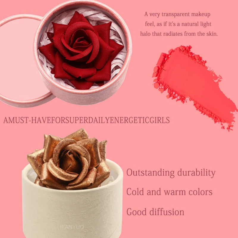 3D Rose Petal Blush Highlights Natural Makeup Brightening Cheek Long Lasting Waterproof Matte Highlighter Shimmer Blusher Makeup Zpaxo