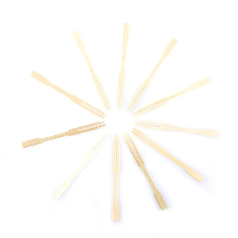 Bamboo Disposable Wooden Dessert Forks Fruit Fork Tableware Party Zpaxo Style1
