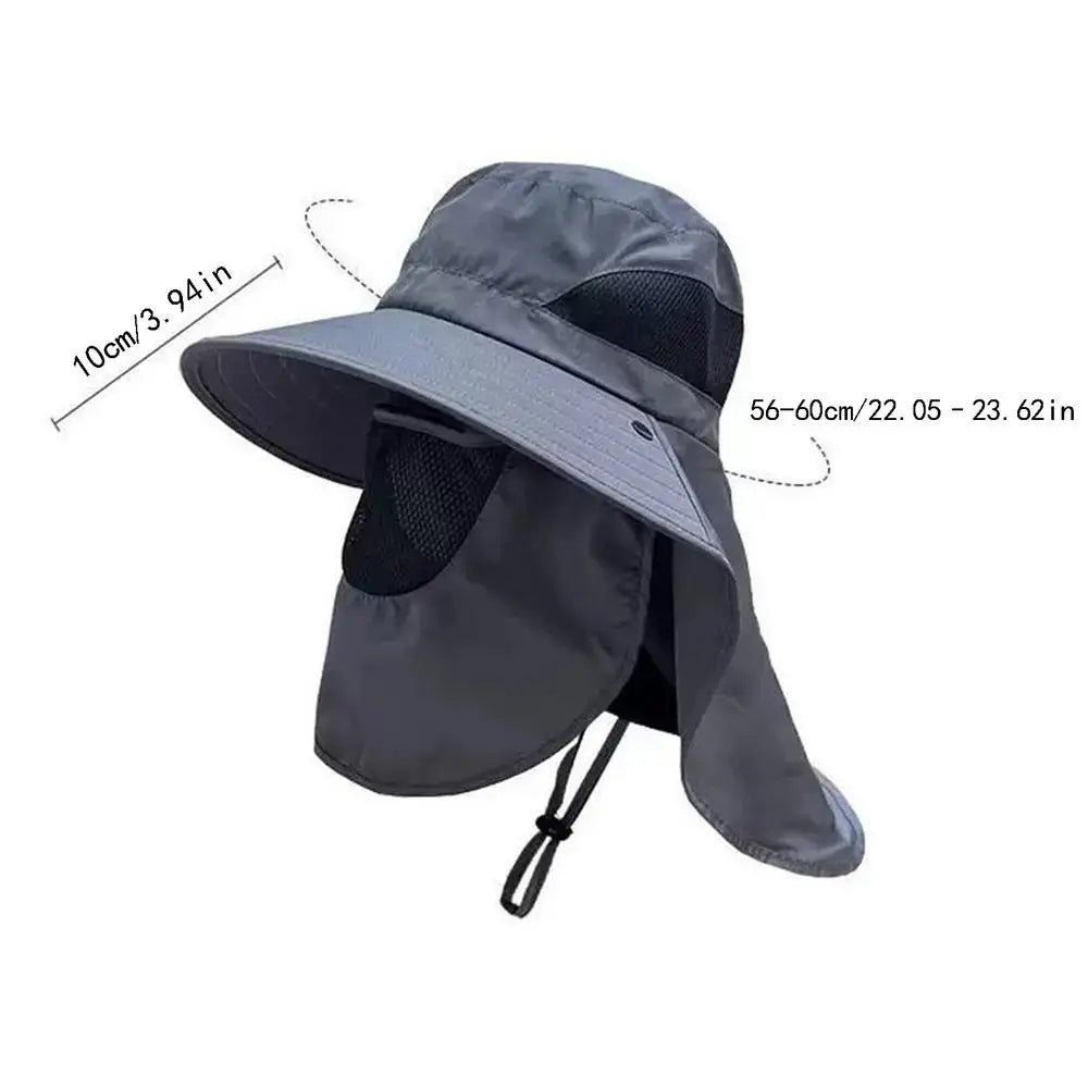 Fishing Hat Summer Sun Hats UV Protection Outdoor Fishing Caps For Hiking Camping Visor Bucket Hat Neck Flap Fisherman Hat Zpaxo Dark Gray