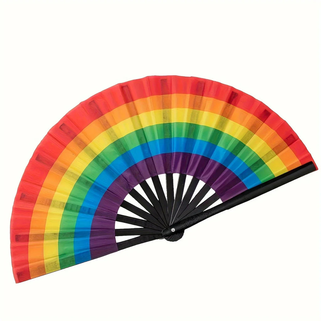Rainbow Folding Fan Plastic Dance Performance Role Playing Wedding