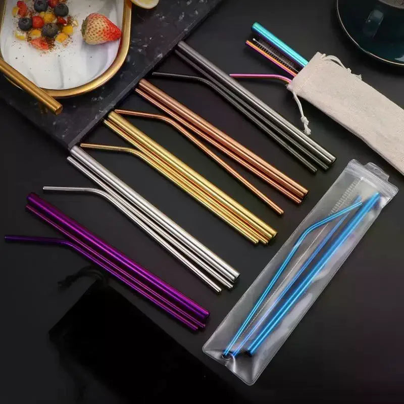 Stainless Steel Straw Reusable Metal Drinking Cleaner Brush Home Zpaxo