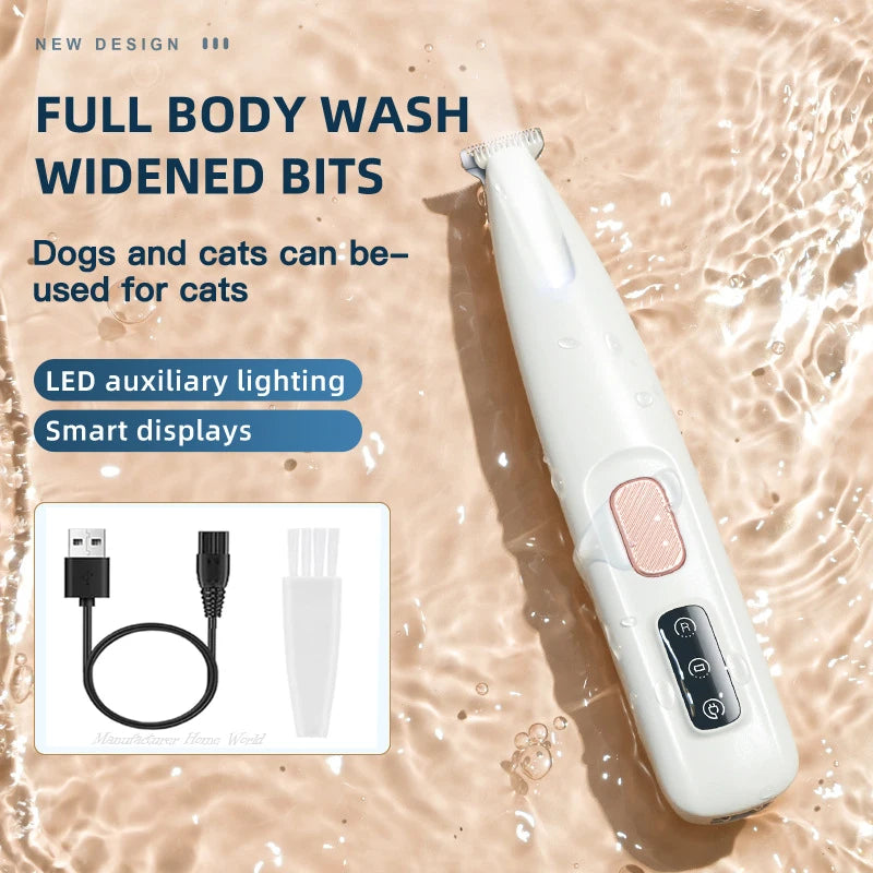 Dog Paw Trimmer LED Light Fully Waterproof Pet Hair Display Clippers