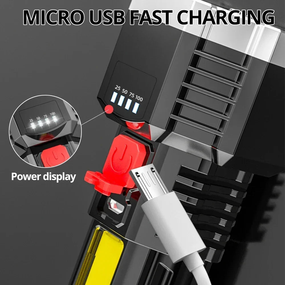 7 LED Rechargeable Camping Flashlight – 1000 Lm COB Side Light Camping Flashlight Zpaxo
