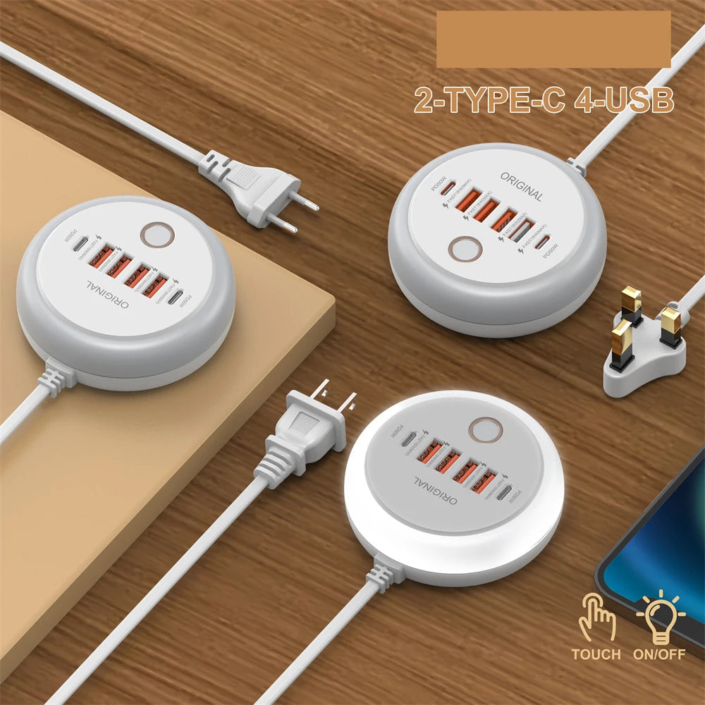 50W Power Strip Multi Port Adapter PD Type C Mobile Phone Fast Charging Travel USB Charger For iPhone Huawei Realme OnePlus OPPO Zpaxo